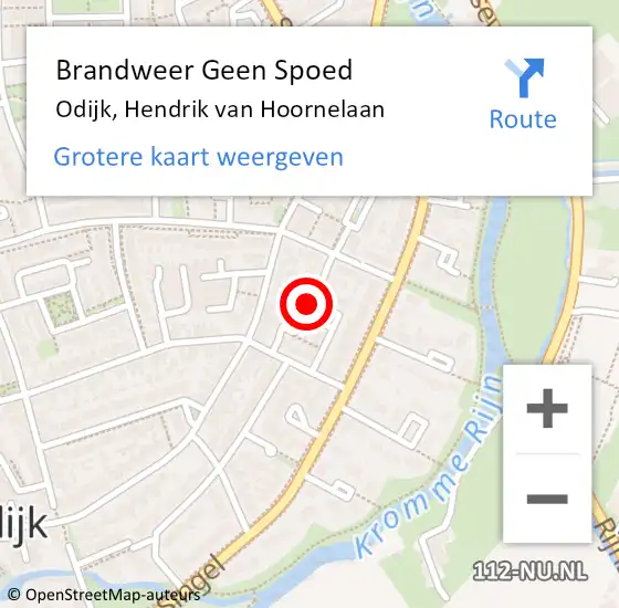 Locatie op kaart van de 112 melding: Brandweer Geen Spoed Naar Odijk, Hendrik van Hoornelaan op 28 november 2021 22:13