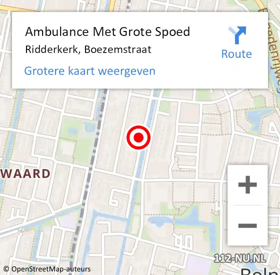 Locatie op kaart van de 112 melding: Ambulance Met Grote Spoed Naar Ridderkerk, Boezemstraat op 28 november 2021 22:21