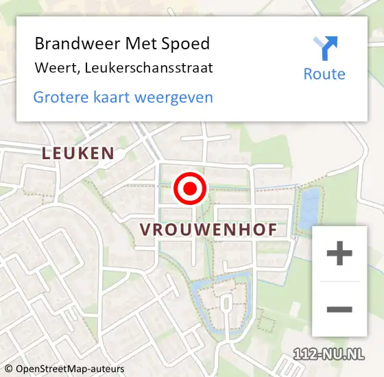 Locatie op kaart van de 112 melding: Brandweer Met Spoed Naar Weert, Leukerschansstraat op 28 november 2021 22:24