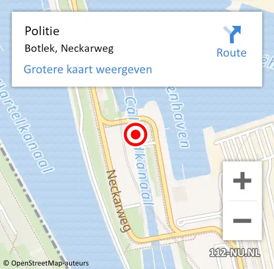 Locatie op kaart van de 112 melding: Politie Botlek, Neckarweg op 28 november 2021 22:29