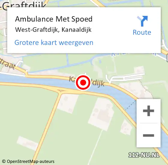 Locatie op kaart van de 112 melding: Ambulance Met Spoed Naar West-Graftdijk, Kanaaldijk op 28 november 2021 22:29