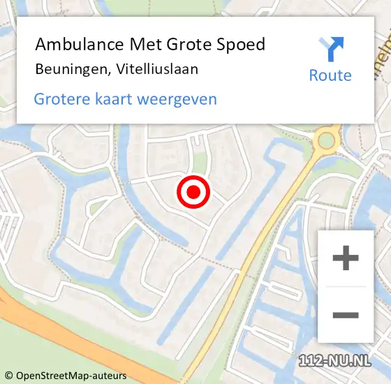 Locatie op kaart van de 112 melding: Ambulance Met Grote Spoed Naar Beuningen, Vitelliuslaan op 28 november 2021 22:31