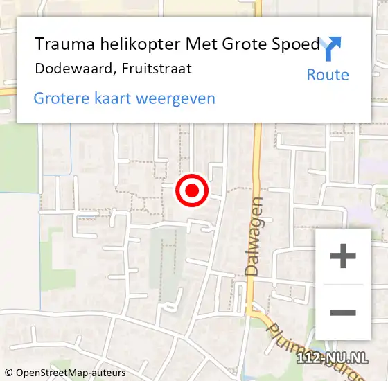 Locatie op kaart van de 112 melding: Trauma helikopter Met Grote Spoed Naar Dodewaard, Fruitstraat op 28 november 2021 22:45