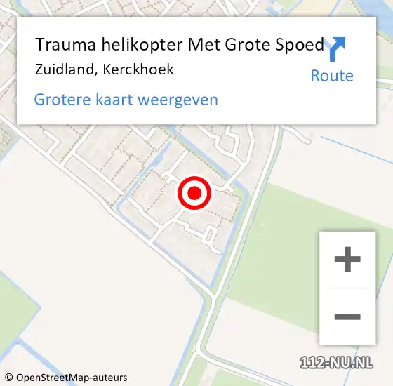Locatie op kaart van de 112 melding: Trauma helikopter Met Grote Spoed Naar Zuidland, Kerckhoek op 28 november 2021 22:47