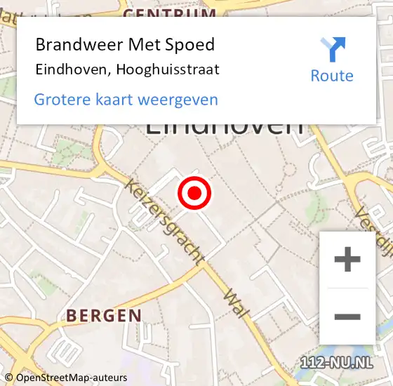 Locatie op kaart van de 112 melding: Brandweer Met Spoed Naar Eindhoven, Hooghuisstraat op 28 november 2021 23:44