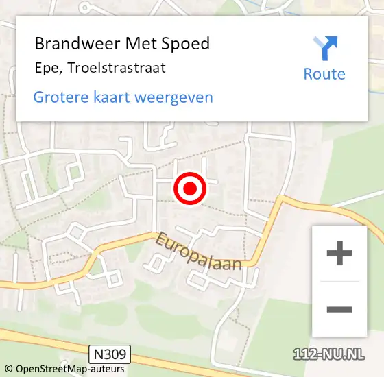 Locatie op kaart van de 112 melding: Brandweer Met Spoed Naar Epe, Troelstrastraat op 28 november 2021 23:45