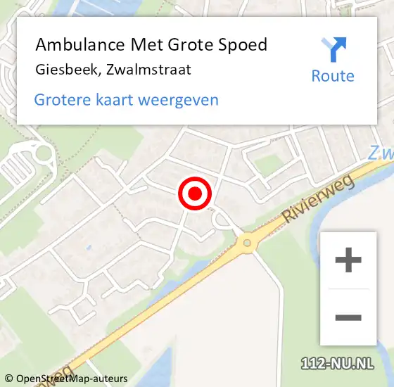 Locatie op kaart van de 112 melding: Ambulance Met Grote Spoed Naar Giesbeek, Zwalmstraat op 28 november 2021 23:52