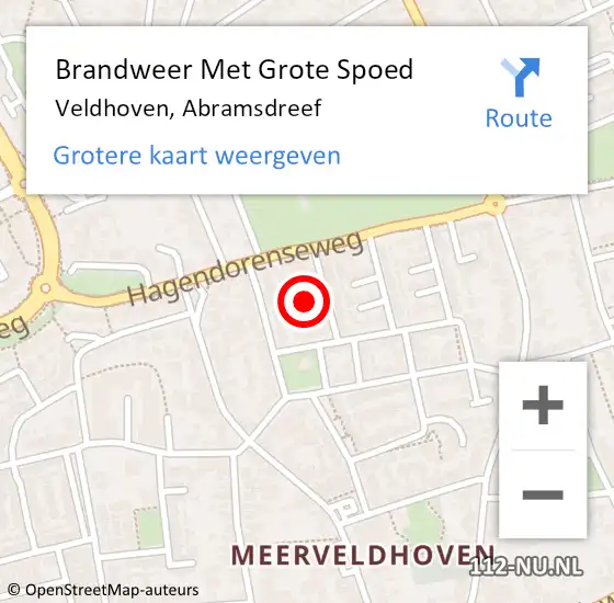 Locatie op kaart van de 112 melding: Brandweer Met Grote Spoed Naar Veldhoven, Abramsdreef op 28 november 2021 23:54