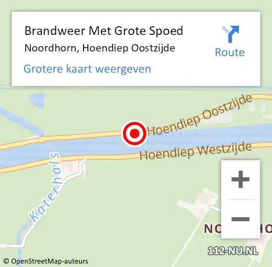 Locatie op kaart van de 112 melding: Brandweer Met Grote Spoed Naar Noordhorn, Hoendiep Oostzijde op 29 november 2021 00:00