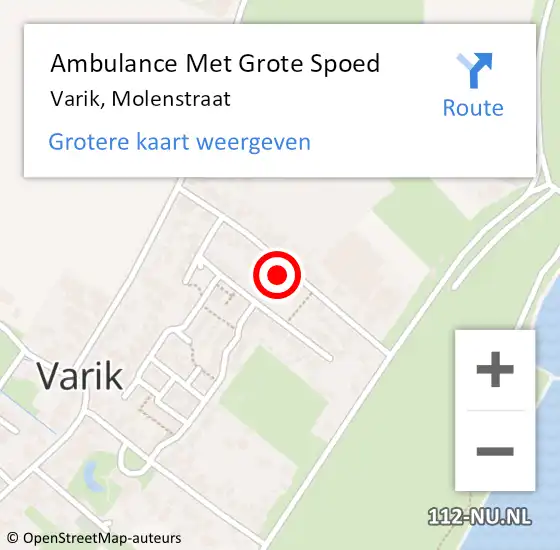 Locatie op kaart van de 112 melding: Ambulance Met Grote Spoed Naar Varik, Molenstraat op 29 november 2021 00:02