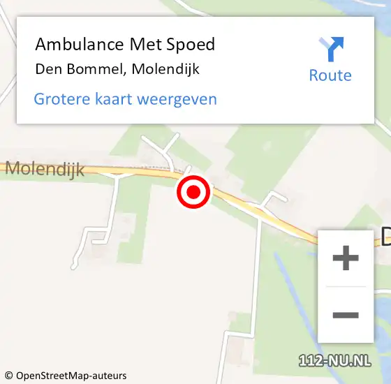 Locatie op kaart van de 112 melding: Ambulance Met Spoed Naar Den Bommel, Molendijk op 29 november 2021 00:30