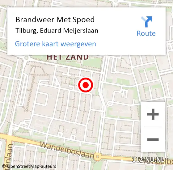 Locatie op kaart van de 112 melding: Brandweer Met Spoed Naar Tilburg, Eduard Meijerslaan op 29 november 2021 00:35