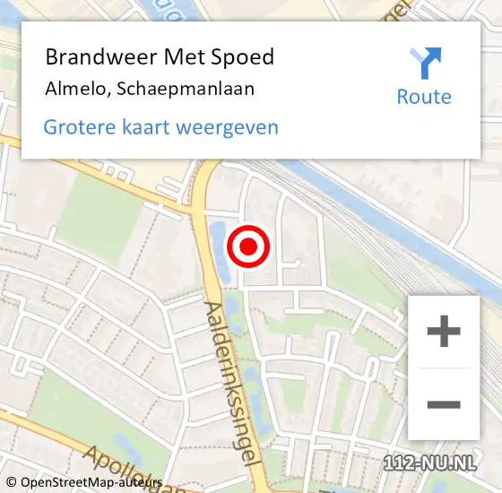 Locatie op kaart van de 112 melding: Brandweer Met Spoed Naar Almelo, Schaepmanlaan op 29 november 2021 00:41