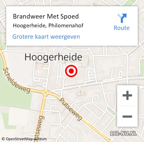 Locatie op kaart van de 112 melding: Brandweer Met Spoed Naar Hoogerheide, Philomenahof op 29 november 2021 01:35