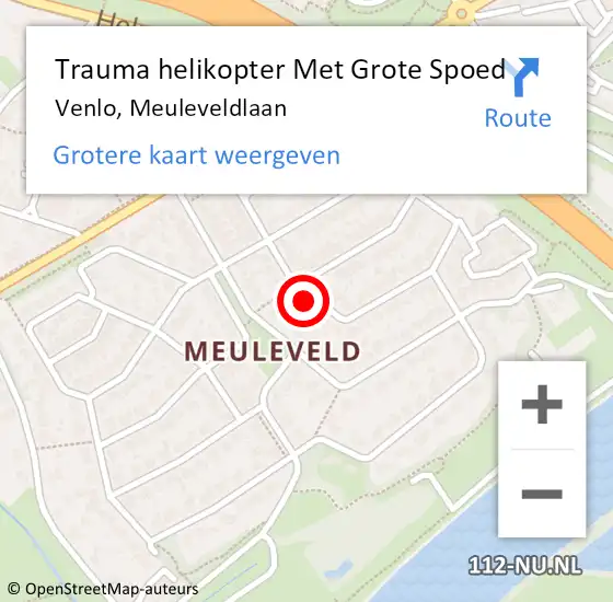 Locatie op kaart van de 112 melding: Trauma helikopter Met Grote Spoed Naar Venlo, Meuleveldlaan op 29 november 2021 02:08