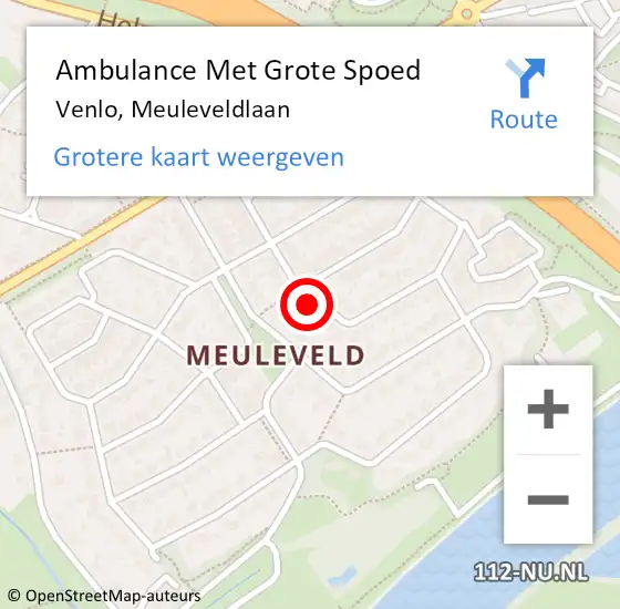 Locatie op kaart van de 112 melding: Ambulance Met Grote Spoed Naar Venlo, Meuleveldlaan op 29 november 2021 02:11