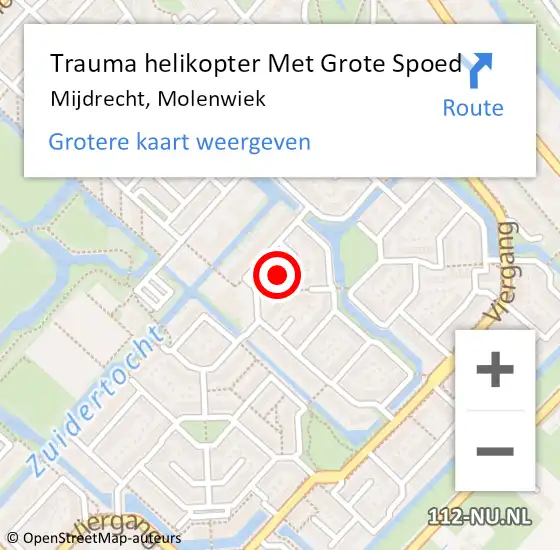Locatie op kaart van de 112 melding: Trauma helikopter Met Grote Spoed Naar Mijdrecht, Molenwiek op 29 november 2021 02:52