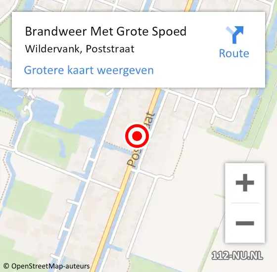 Locatie op kaart van de 112 melding: Brandweer Met Grote Spoed Naar Wildervank, Poststraat op 30 juni 2014 18:45