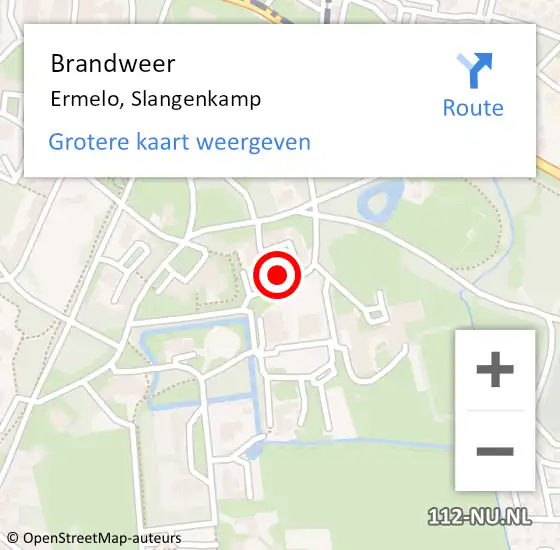 Locatie op kaart van de 112 melding: Brandweer Ermelo, Slangenkamp op 29 november 2021 03:28