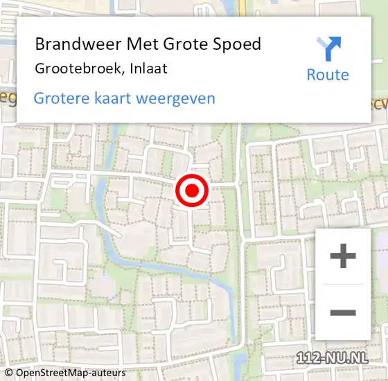 Locatie op kaart van de 112 melding: Brandweer Met Grote Spoed Naar Grootebroek, Inlaat op 29 november 2021 03:54