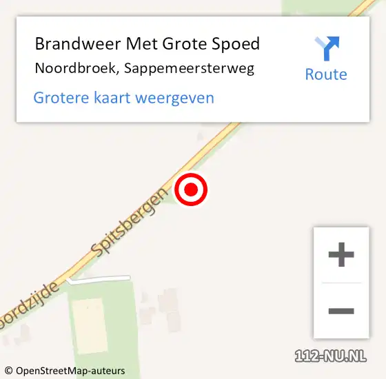 Locatie op kaart van de 112 melding: Brandweer Met Grote Spoed Naar Noordbroek, Sappemeersterweg op 30 juni 2014 18:47