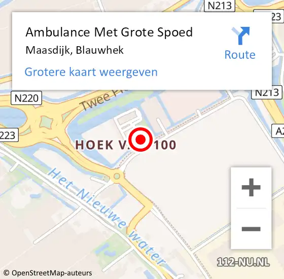 Locatie op kaart van de 112 melding: Ambulance Met Grote Spoed Naar Maasdijk, Blauwhek op 29 november 2021 05:11