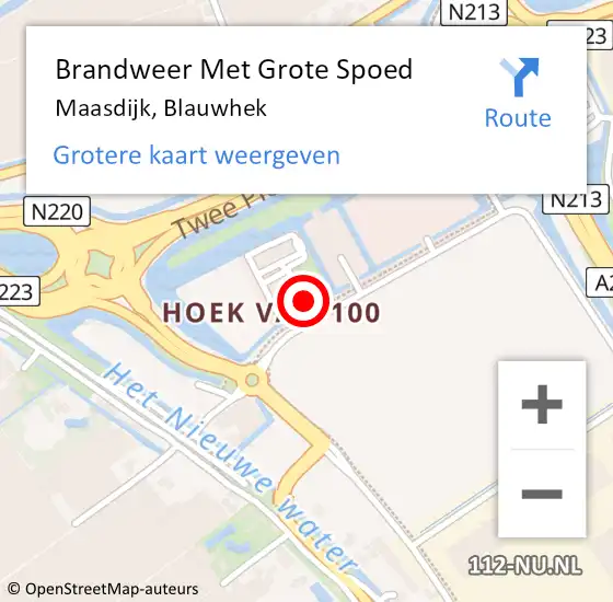 Locatie op kaart van de 112 melding: Brandweer Met Grote Spoed Naar Maasdijk, Blauwhek op 29 november 2021 05:12