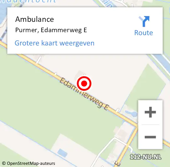 Locatie op kaart van de 112 melding: Ambulance Purmer, Edammerweg E op 29 november 2021 05:48