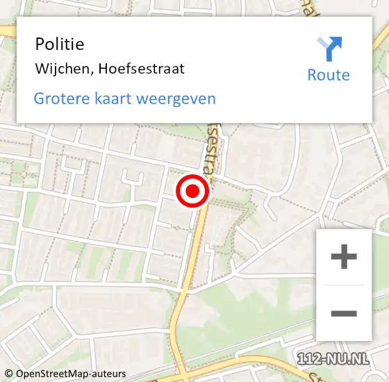 Locatie op kaart van de 112 melding: Politie Wijchen, Hoefsestraat op 29 november 2021 06:33