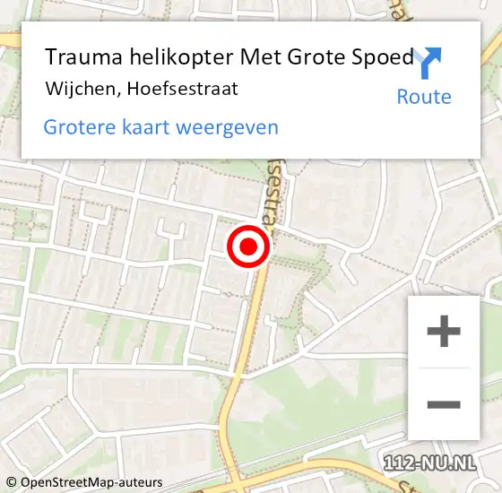 Locatie op kaart van de 112 melding: Trauma helikopter Met Grote Spoed Naar Wijchen, Hoefsestraat op 29 november 2021 06:34