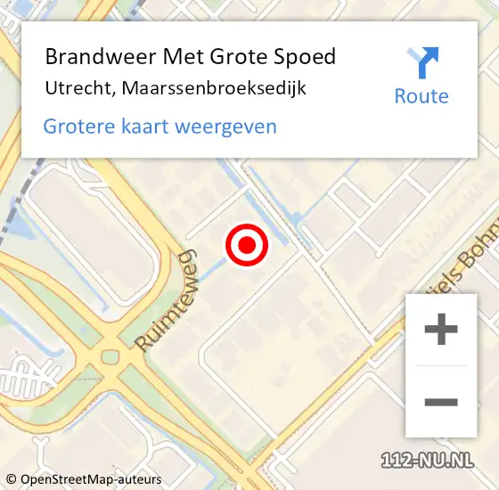 Locatie op kaart van de 112 melding: Brandweer Met Grote Spoed Naar Utrecht, Maarssenbroeksedijk op 29 november 2021 06:40