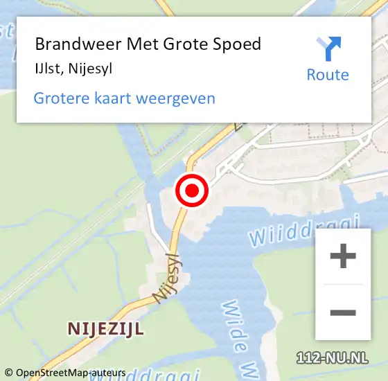 Locatie op kaart van de 112 melding: Brandweer Met Grote Spoed Naar IJlst, Nijesyl op 29 november 2021 06:45