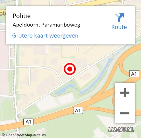 Locatie op kaart van de 112 melding: Politie Apeldoorn, Paramariboweg op 29 november 2021 07:14