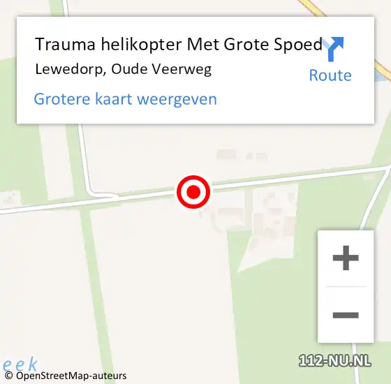 Locatie op kaart van de 112 melding: Trauma helikopter Met Grote Spoed Naar Lewedorp, Oude Veerweg op 29 november 2021 07:44