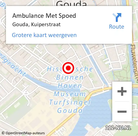 Locatie op kaart van de 112 melding: Ambulance Met Spoed Naar Gouda, Kuiperstraat op 29 november 2021 08:07