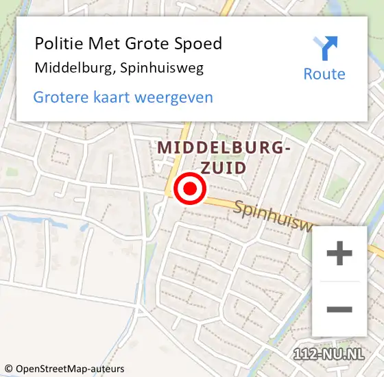 Locatie op kaart van de 112 melding: Politie Met Grote Spoed Naar Middelburg, Spinhuisweg op 29 november 2021 08:25