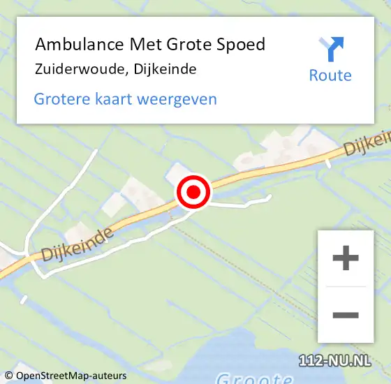 Locatie op kaart van de 112 melding: Ambulance Met Grote Spoed Naar Zuiderwoude, Dijkeinde op 29 november 2021 08:26