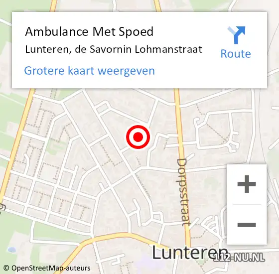 Locatie op kaart van de 112 melding: Ambulance Met Spoed Naar Lunteren, de Savornin Lohmanstraat op 29 november 2021 08:46