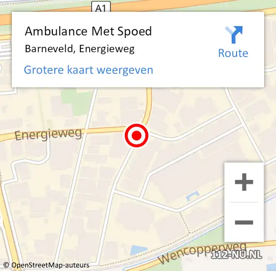 Locatie op kaart van de 112 melding: Ambulance Met Spoed Naar Barneveld, Energieweg op 29 november 2021 08:49