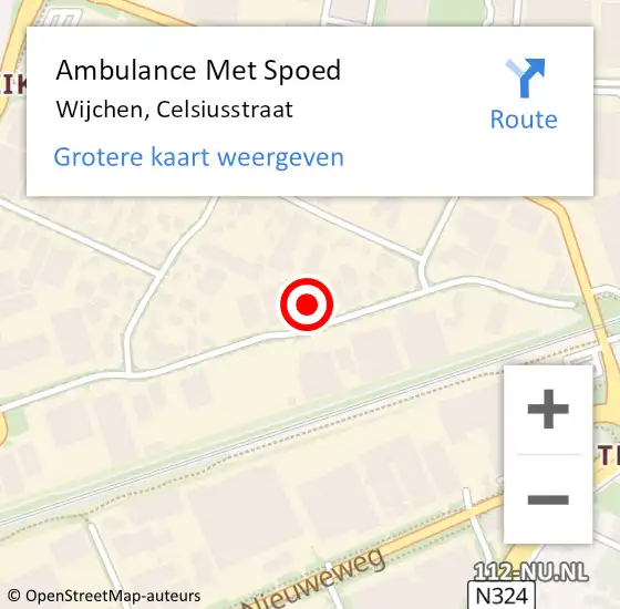 Locatie op kaart van de 112 melding: Ambulance Met Spoed Naar Wijchen, Celsiusstraat op 29 november 2021 09:10