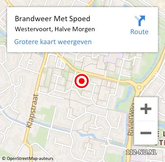 Locatie op kaart van de 112 melding: Brandweer Met Spoed Naar Westervoort, Halve Morgen op 29 november 2021 09:19