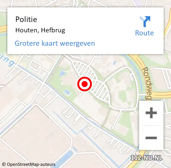 Locatie op kaart van de 112 melding: Politie Houten, Hefbrug op 29 november 2021 09:30