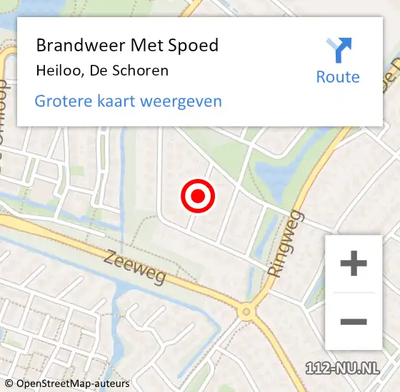 Locatie op kaart van de 112 melding: Brandweer Met Spoed Naar Heiloo, De Schoren op 29 november 2021 09:30