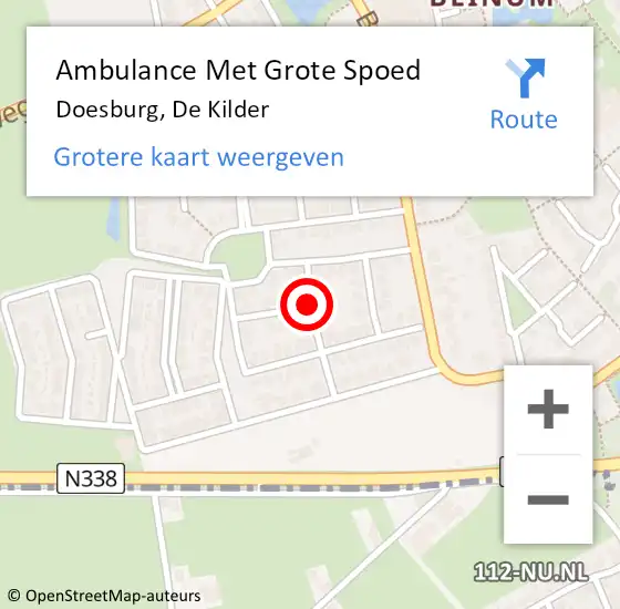 Locatie op kaart van de 112 melding: Ambulance Met Grote Spoed Naar Doesburg, De Kilder op 30 juni 2014 19:03