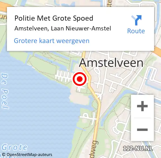 Locatie op kaart van de 112 melding: Politie Met Grote Spoed Naar Amstelveen, Laan Nieuwer-Amstel op 29 november 2021 09:59