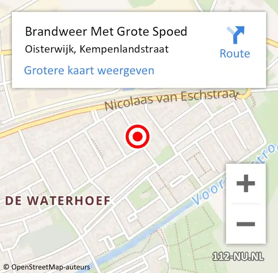 Locatie op kaart van de 112 melding: Brandweer Met Grote Spoed Naar Oisterwijk, Kempenlandstraat op 29 november 2021 10:02