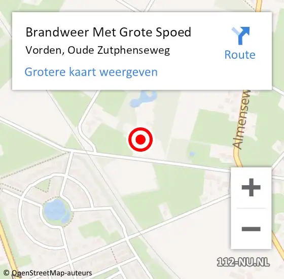 Locatie op kaart van de 112 melding: Brandweer Met Grote Spoed Naar Vorden, Oude Zutphenseweg op 29 november 2021 10:04