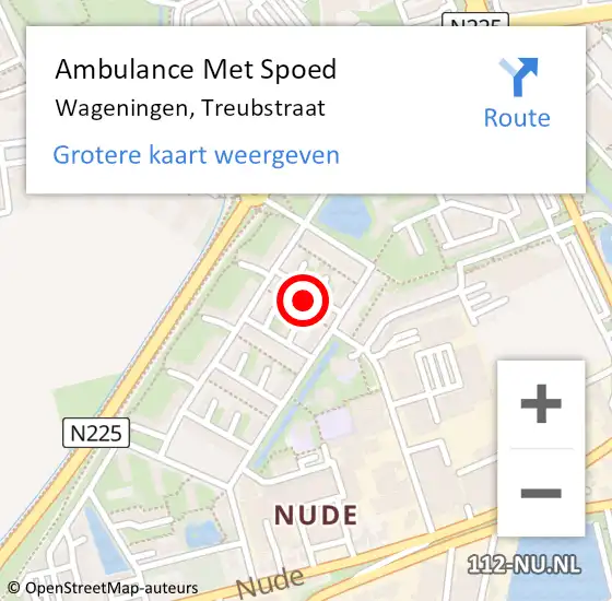 Locatie op kaart van de 112 melding: Ambulance Met Spoed Naar Wageningen, Treubstraat op 29 november 2021 10:05