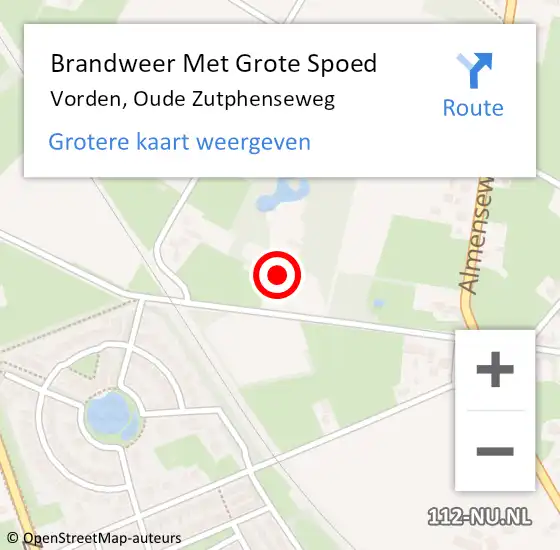 Locatie op kaart van de 112 melding: Brandweer Met Grote Spoed Naar Vorden, Oude Zutphenseweg op 29 november 2021 10:09