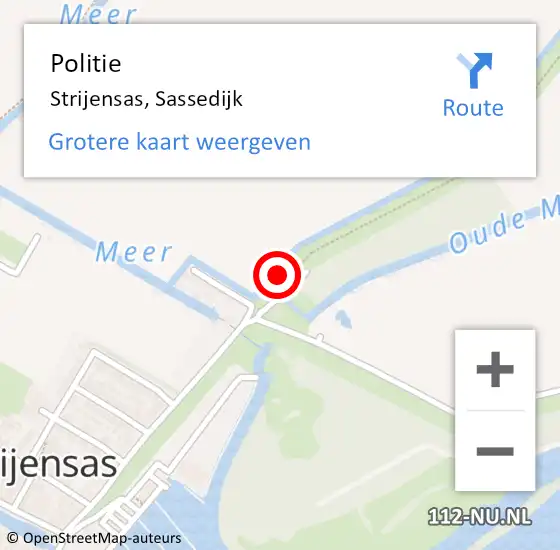 Locatie op kaart van de 112 melding: Politie Strijensas, Sassedijk op 29 november 2021 10:20